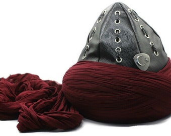Imamah de cuero sintético de la serie Dirilis, ropa islámica para hombres, sombrero Ertugrul, sombrero musulmán, disfraces Ertugrul, Bork otomano