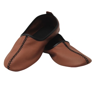 Leather Foot Gloves in Men Size, Tan Leather Slippers, Home Shoes, House Slippers, Barefoot Moccasins, Indoor Shoes Mens babouche