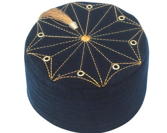 Royal Blue Egyptian Turkish Red Fez Tarboush Hat Black Tassel, Doctor Who Fez Hat with air holes