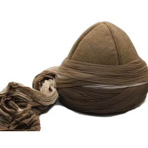 Genuine Yunus Emre Imamah, Brown Imamah, Unique Islamic Art, Imam Pagri Imama Emama Islamic Men&#39;s Head Wear, Genuine Felt Hat