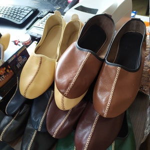 Genuine Leather Home Slippers, Men&#39;s Babouche Slippers, Traditional Home Shoes, Leather House Shoes, Tawaf Shoes, Leather Slippers