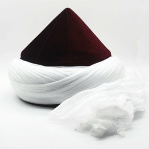 Bordeaux Mens Haqqani Imamah, Cyprus Style Islamic Cap, Unique Islamic Art, Haqqani Sufi Order, Islamic Men&#39;s Head Wear