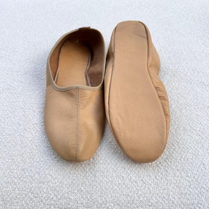 Genuine Leather Beige Tawaf Shoes in Men Size, Leather Slippers, Home Shoes, House Slippers with Leather Insole, Grounding Shoes