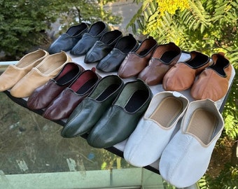 Genuine Leather Handmade Tawaf Shoes Men Size, Pick Your Color Leather Slippers, Home Shoes, House Slippers, Barefoot Moccasins, Babouche