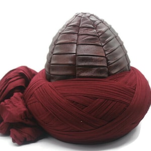 Genuine Leather Bordeaux Ertugrul Ghazi Cap, Original Ertugrul Dirilis Cap, Ottoman Bork Imamah, Dirilis Ertugrul Costume