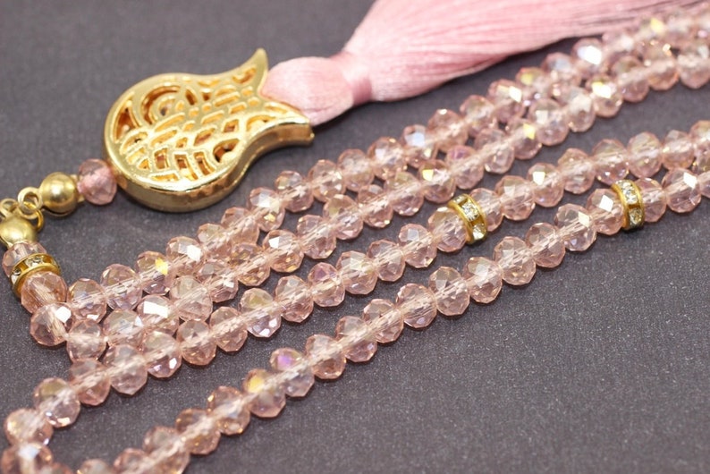 Light Pink Misbahas Crystal Prayer Beads Handmade Prayer Etsy