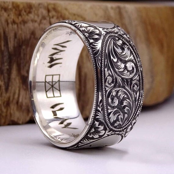 Custom Sterling Silver Wedding Ring Name Ring Personalized | Etsy
