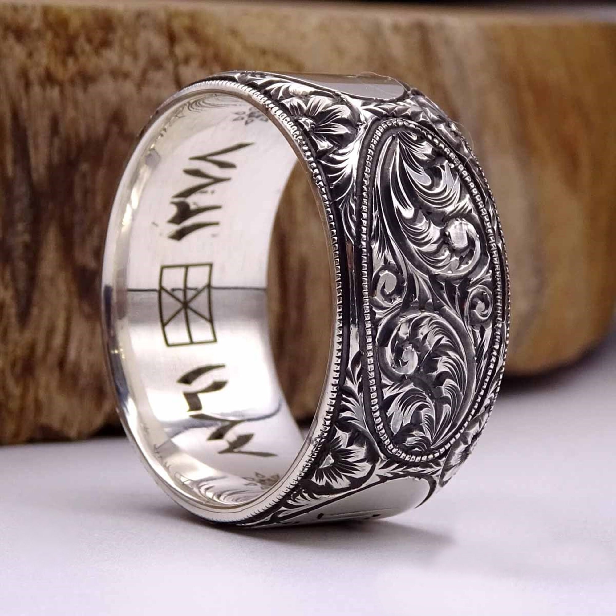 Custom Sterling Silver Wedding Ring Name Ring Personalized Etsy