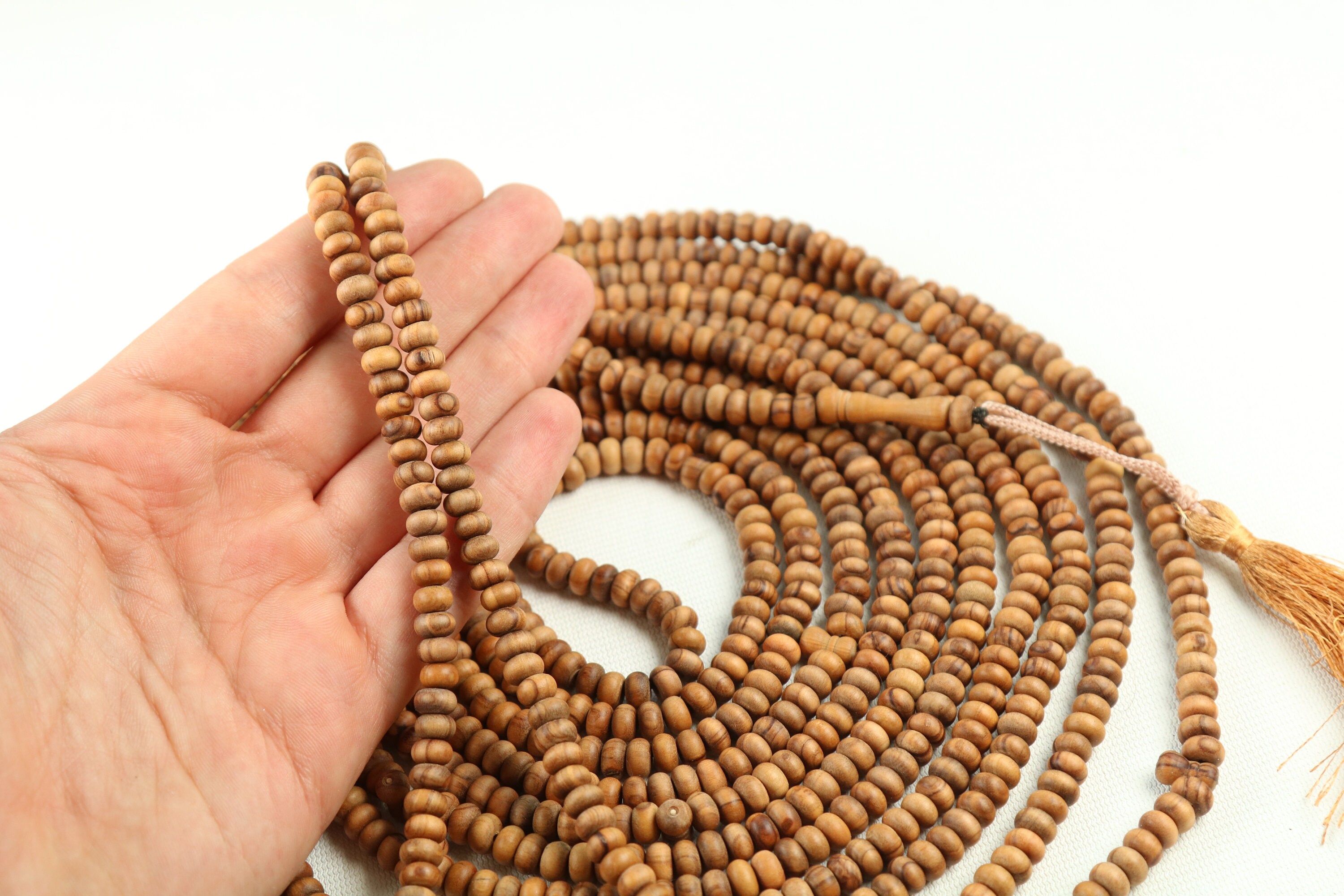 99 kralen echt olijfhout Tasbih, bidparels Misbaha Tesbih Tasbeeh, 4x7 mm Dhikr kralen rozenkrans Subha Sibha, Umrah Hajj geschenken TSBK - België