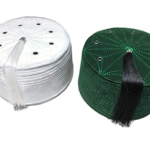 Ottoman Velvet Turban Hat, Authentic Turkish Fez, Kufi Cap, Imam Pagri Islamic Men&#39;s Head Wear