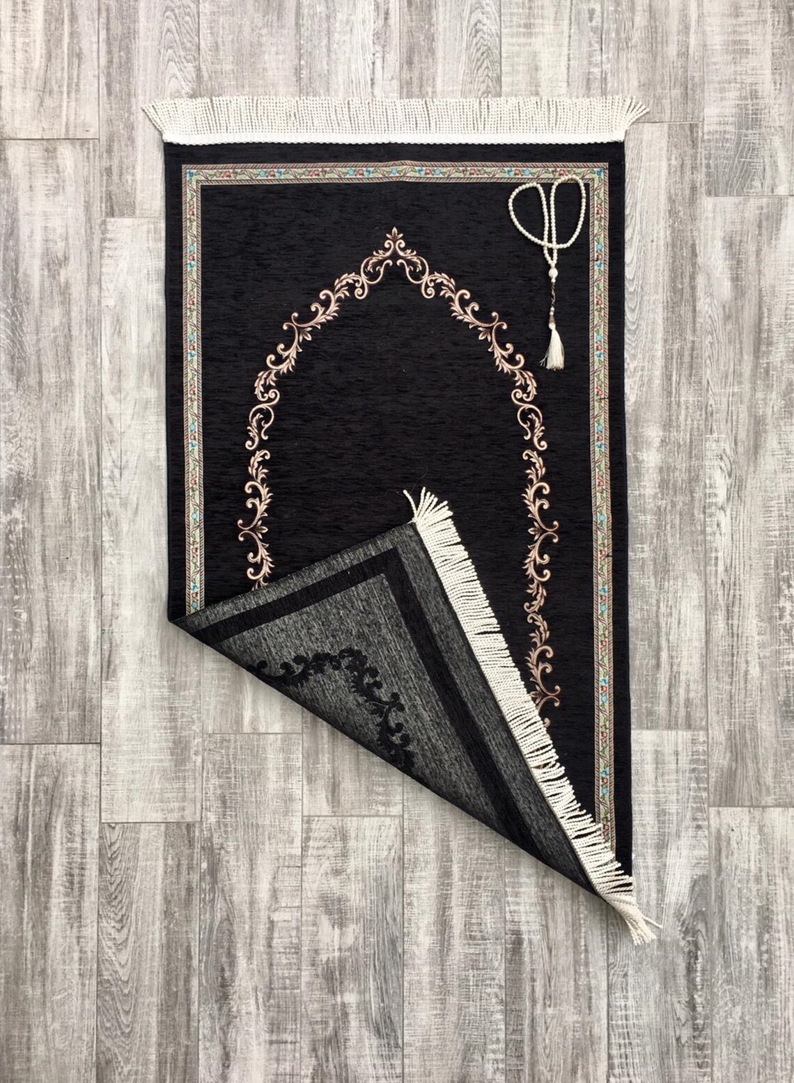 Premium Black Prayer Mat Islamic Gift Set Personalised Etsy
