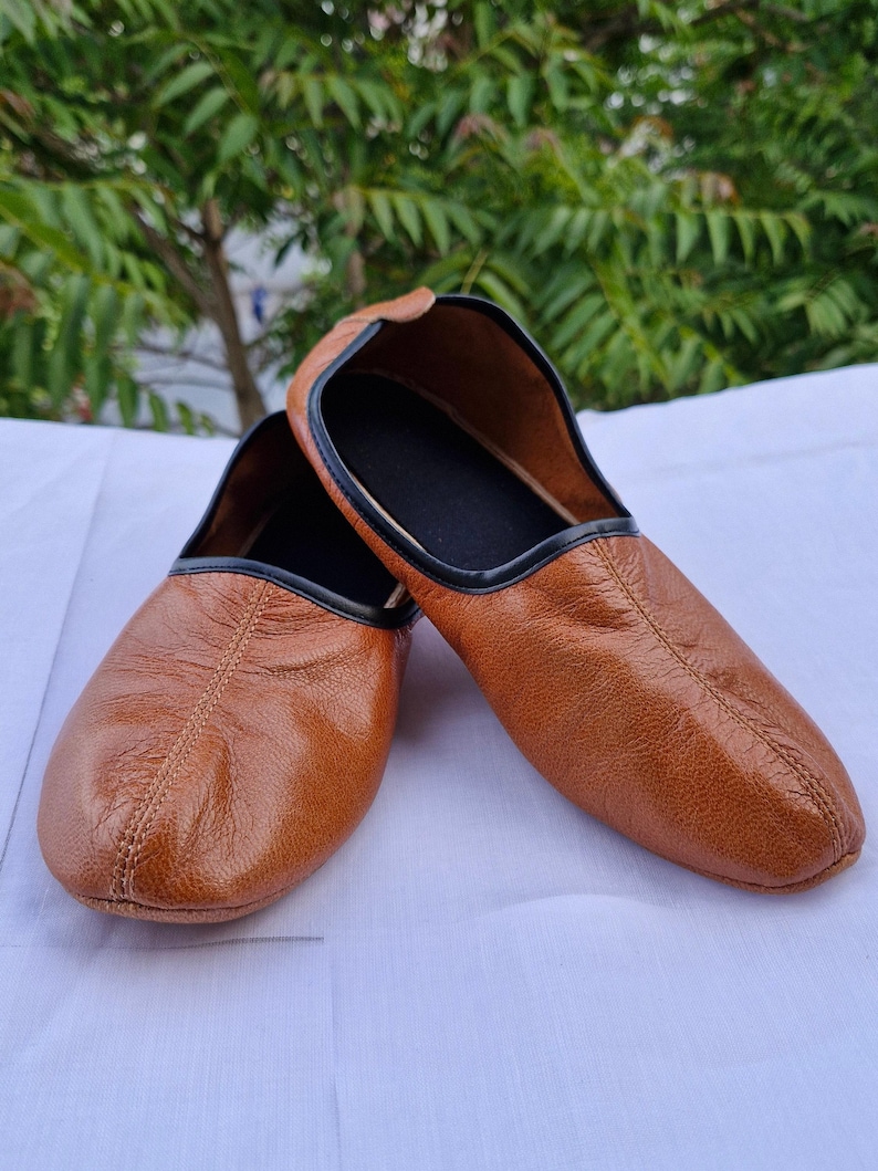 Genuine Leather Handmade Tawaf Shoes Men Size, Pick Your Color Goatskin Leather Slippers, Home Shoes, House Slippers, Barefoot Moccasins image 8