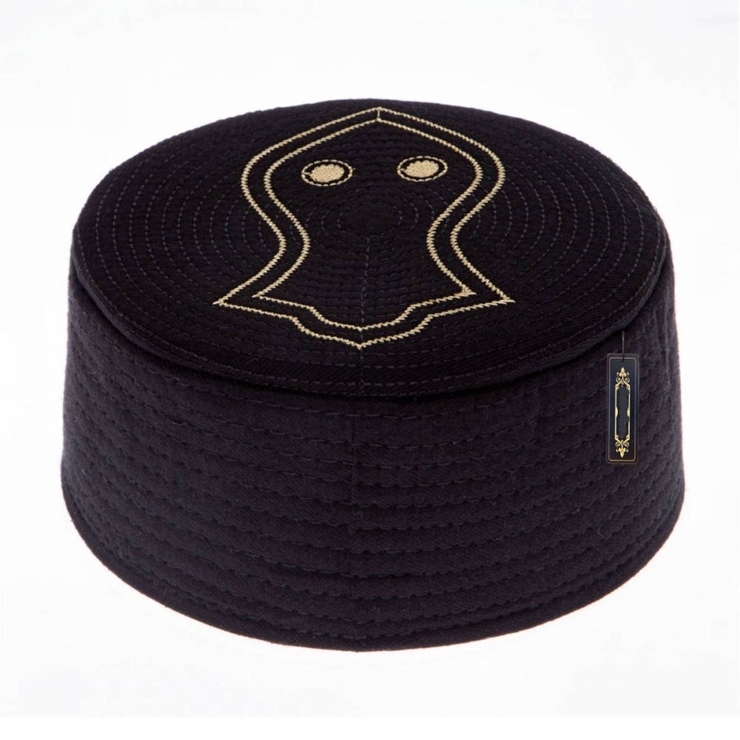 Black Nalain Kufi Prayer Hat Takke Men Kufi Sunnah Wear Muslims Hat
