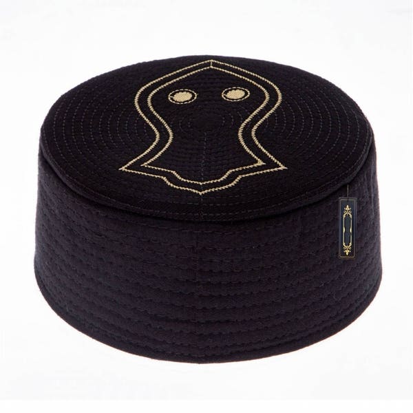 Zwarte Nalain Kufi - Gebed Hat Takke - Men Kufi - Sunnah Wear - Moslims Hoed- Taqiyah - geborduurde gebed hoed - Mens Cap - Nalin Takke