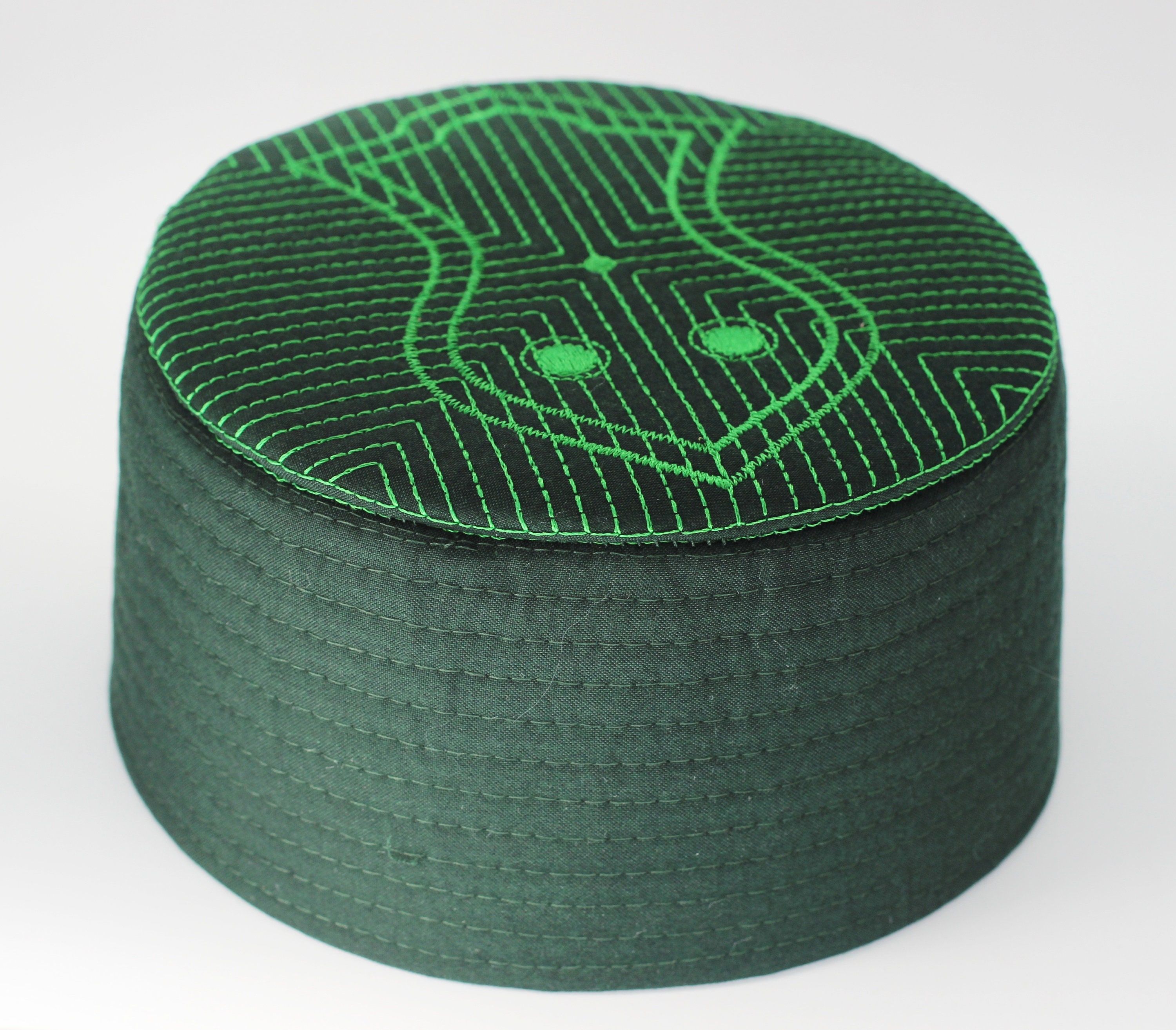Green Embroidered Nalain Taqiyah Sunnah 