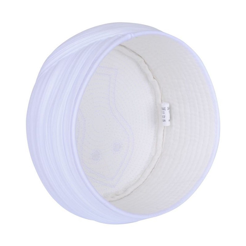 May include: White cotton skullcap with a white label that reads "SIZE 56-58 CM 22-23 INCH"