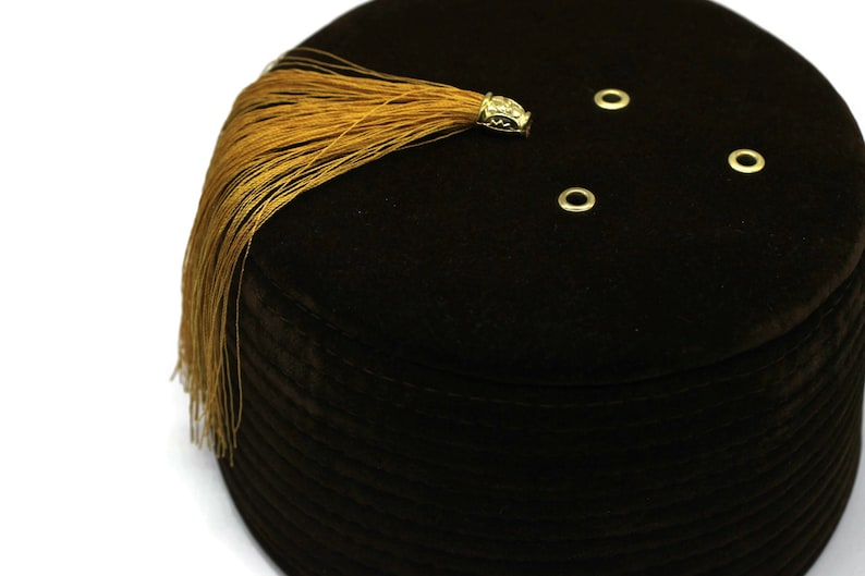 Genuine Egyptian Turkish Brown Fez Tarboush Hat Orange Tassel, Doctor ...