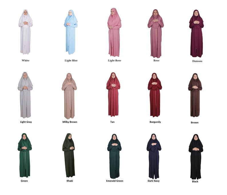 Jalabiya Womens Abaya Muslim Prayer Dress Baby Blue Zippered One Piece Women/'s Prayer Dress Khimar Niqab Muslim Gift Burqa
