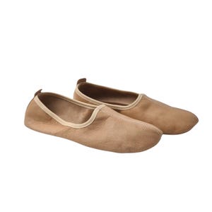 Pantofole Donna In Pelle Fatte A Mano - Modello Babouche Mocassino - Colore Bianco E Beige - Suola Eva - Taglia 38.5 EU