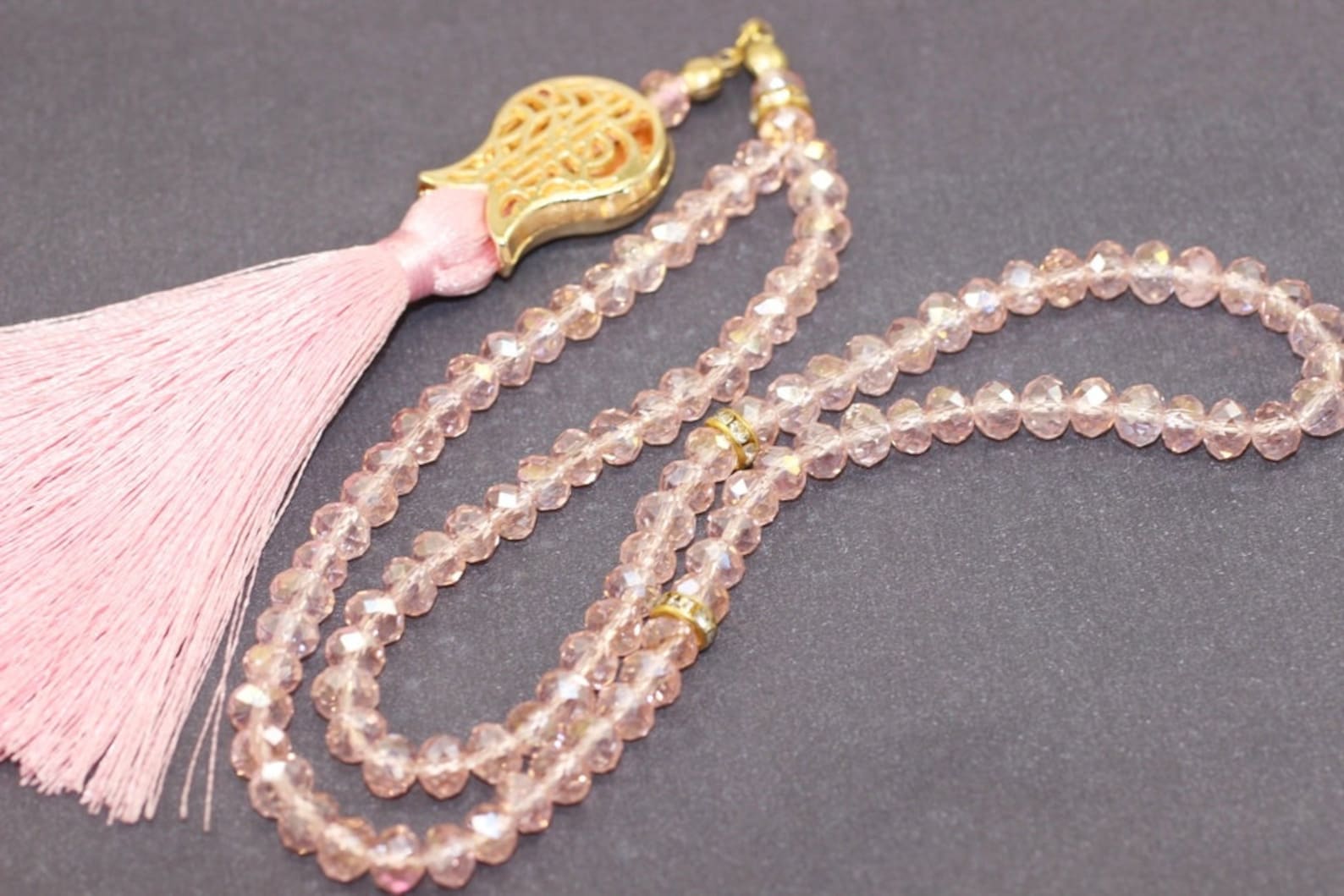 Light Pink Misbahas Crystal Prayer Beads Handmade Prayer Etsy