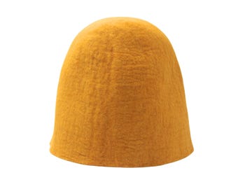 Handmade Traditional Albanian Qeleshe Hat, Genuine Wool Hat, Yellow Plis Fez Hat, Plisi Bardhe, Muslim Kufi Cap QLS