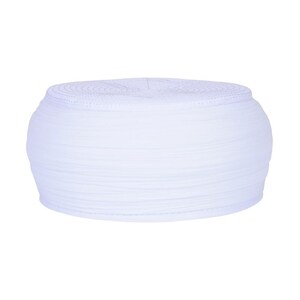 May include: White skullcap with a pleated design. The skullcap is made of a soft, lightweight fabric.
