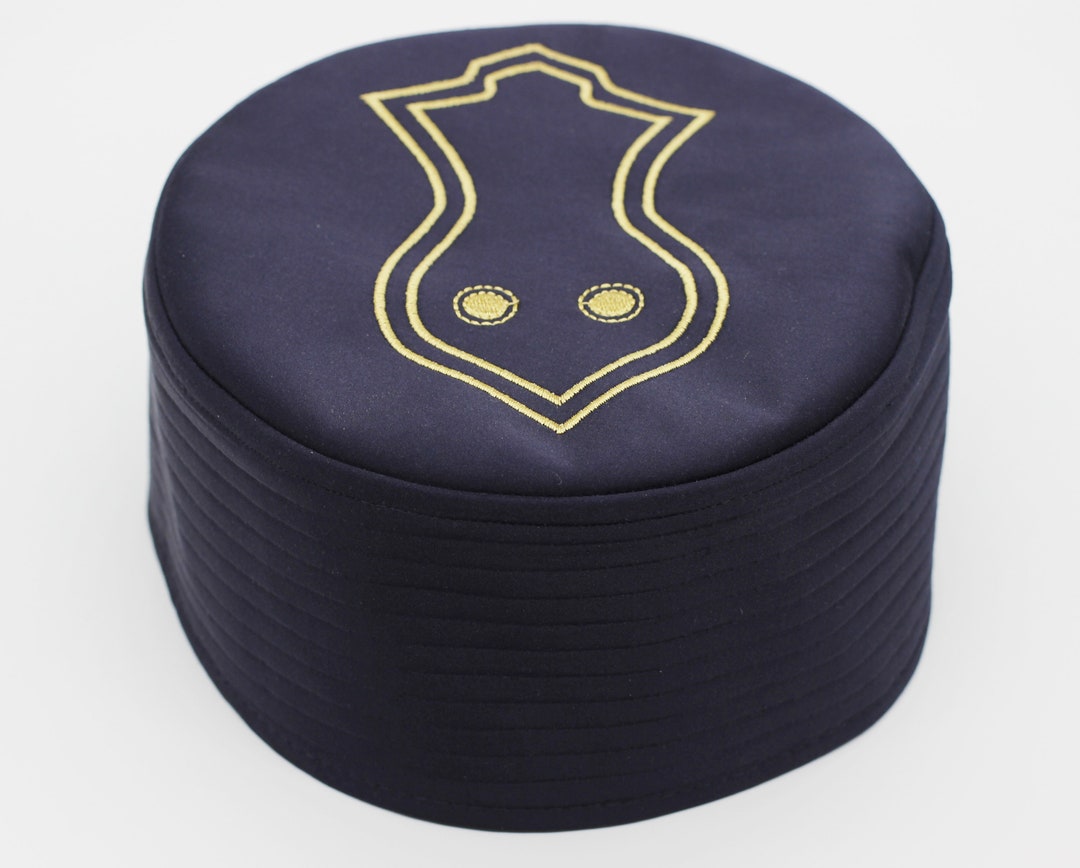 Dark Blue Nalain Kufi, Prayer Hat Takke, Men Kufi, Sunnah Wear, Muslims