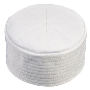 Plain White Kufi - Prayer Hat Takke - Ideal for Wrapping - Men Kufi - Sunnah Wear - Muslims Hat- Taqiyah - embroidered prayer hat - Mens Cap