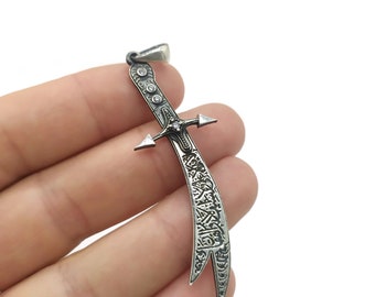 925 Sterling Silver Zulfiqar Sword Necklace, Arabic Written Zulfiqar Imam Ali Zulfiqar Sword, Dhulfaqar Warrior Pendant