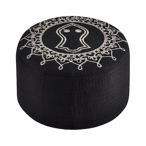 Nalain Kufi preto – Chapéu de oração Takke – Tugra bordado – Masculino Kufi – Sunnah Wear – Chapéu muçulmano – Taqiyah – Chapéu de oração bordado – Boné masculino