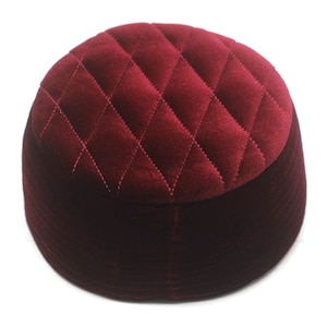 Baklawa Embroidery Islamic Hat, Soft Muslim Kufi, Velvet Takke Peci Kofia Hat Topi, Men&#39;s Muslim Prayer Hat