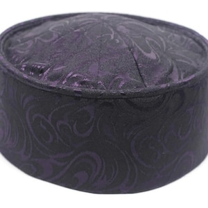 Handgemaakte Rigid Black en Puple moslim Kufi Hat Taqiya Takke Peci Gebed Cap, Turkse islamitische islamitische hat skull cap