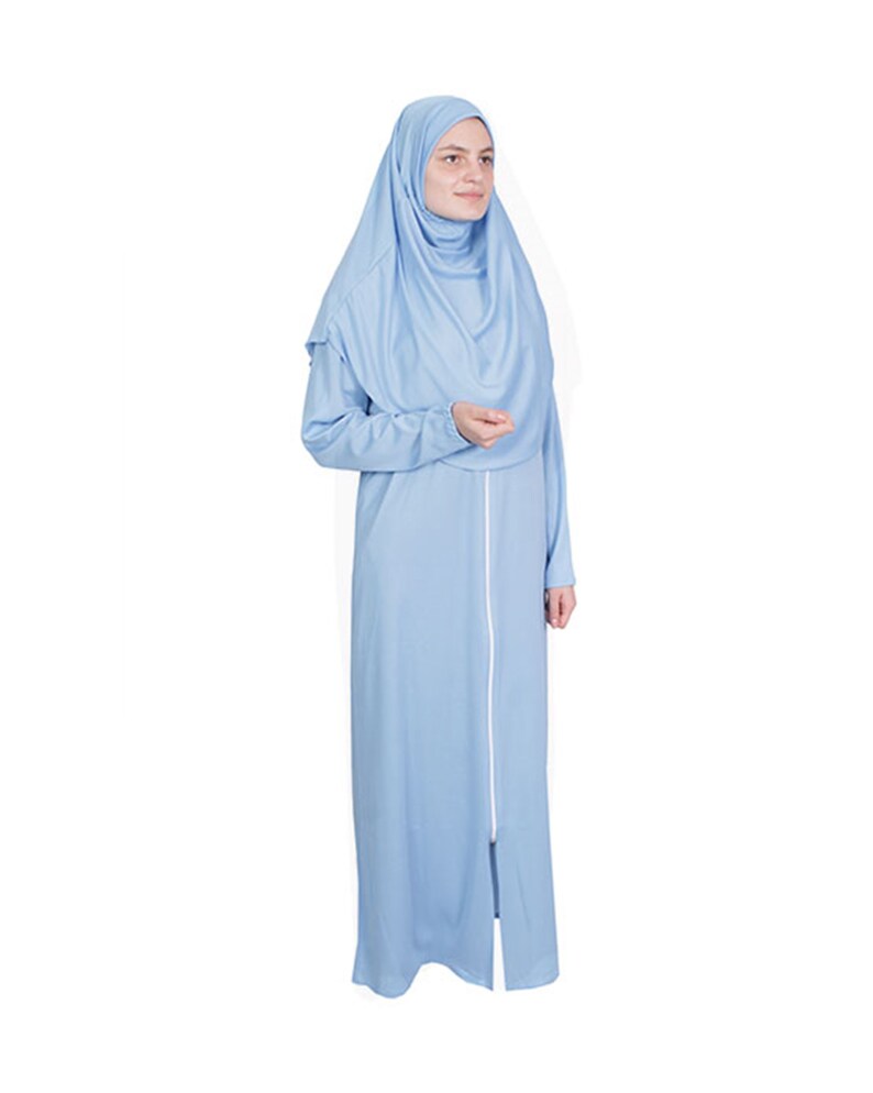Jalabiya Womens Abaya Muslim Prayer Dress Baby Blue Zippered One Piece Women/'s Prayer Dress Khimar Niqab Muslim Gift Burqa