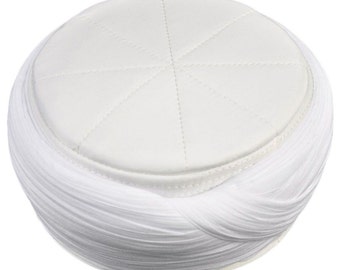 Handgemachter islamischer Gebetshut - weiße Kufi-Mütze für Männer - Sarik - Schädelmütze - natürlicher Fez - Turban Sarık-Hut - muslimische Gebetsmütze