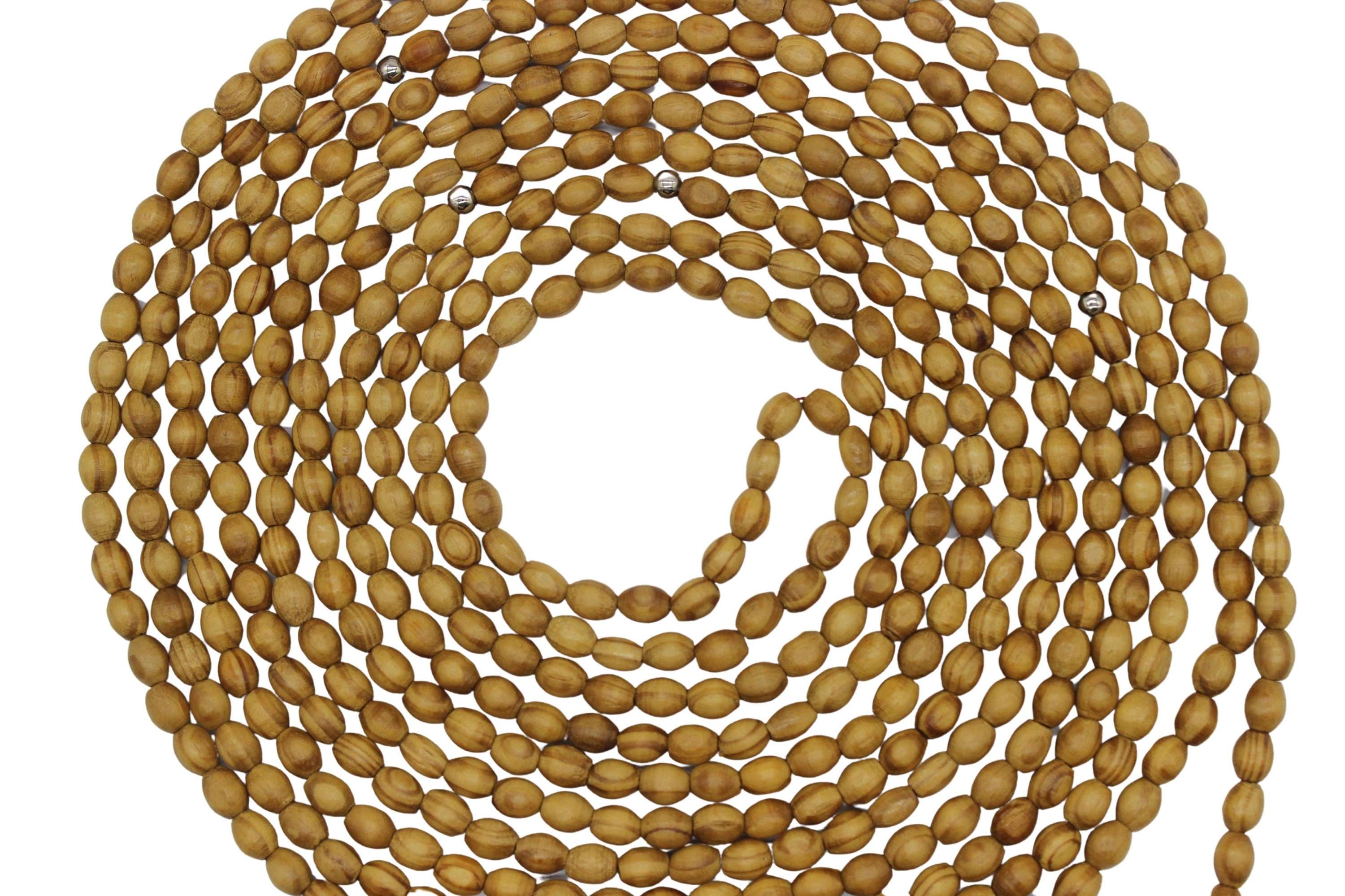 Zwarte kleur echte olijfhouten kralen met een kwastje, 1000