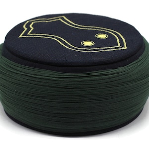 Handmade Dark Blue& Green Nalain Sarik, Pecinya, Sorban, imamah, Kufi Cap, Muslim Men&#39;s Hat Cap, Pagri, Turban, Skullcap, Ottoman Fez
