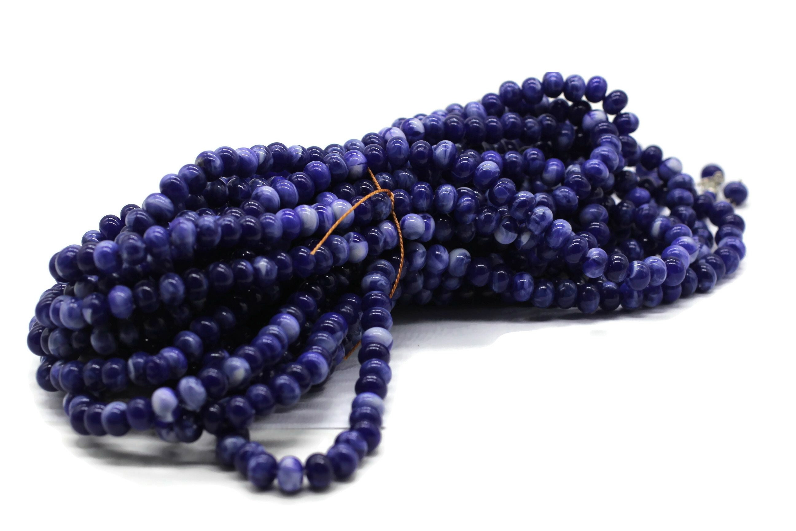 1000 Perles Acryliques Bleu Marine 7x9 Mm – Avec Séparateur Tous Les 100 Perles – Pour Chapelet, Tasbih, DIY