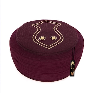 Handmade Bordeaux Nalain Sarik, Pecinya, Sorban, imamah, Kufi Cap, Muslim Men&#39;s Hat Cap, Pagri, Turban, Skullcap, Ottoman Fez