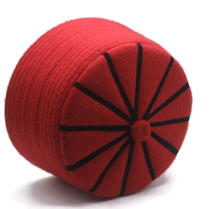 58 cm SALE Genuine Felt Islamic Hat, Baklawa Design Red to Black Muslim Kufi Cap, Men&#39;s Muslim Prayer Kufi Hat
