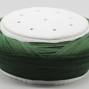 Handmade White&Green Sarik, imamah with 9 hole, Kufi Cap, Muslim Men&#39;s Hat Cap, Skullcap, with 8 meter turban, Islamic Hat, Muslim hat, kofi
