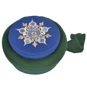 Saladin Geometric Blue Imamah 8mt Sarik, Salah ad Din Muslims Kufi, Prayer Dress, Islamic Cap for Men