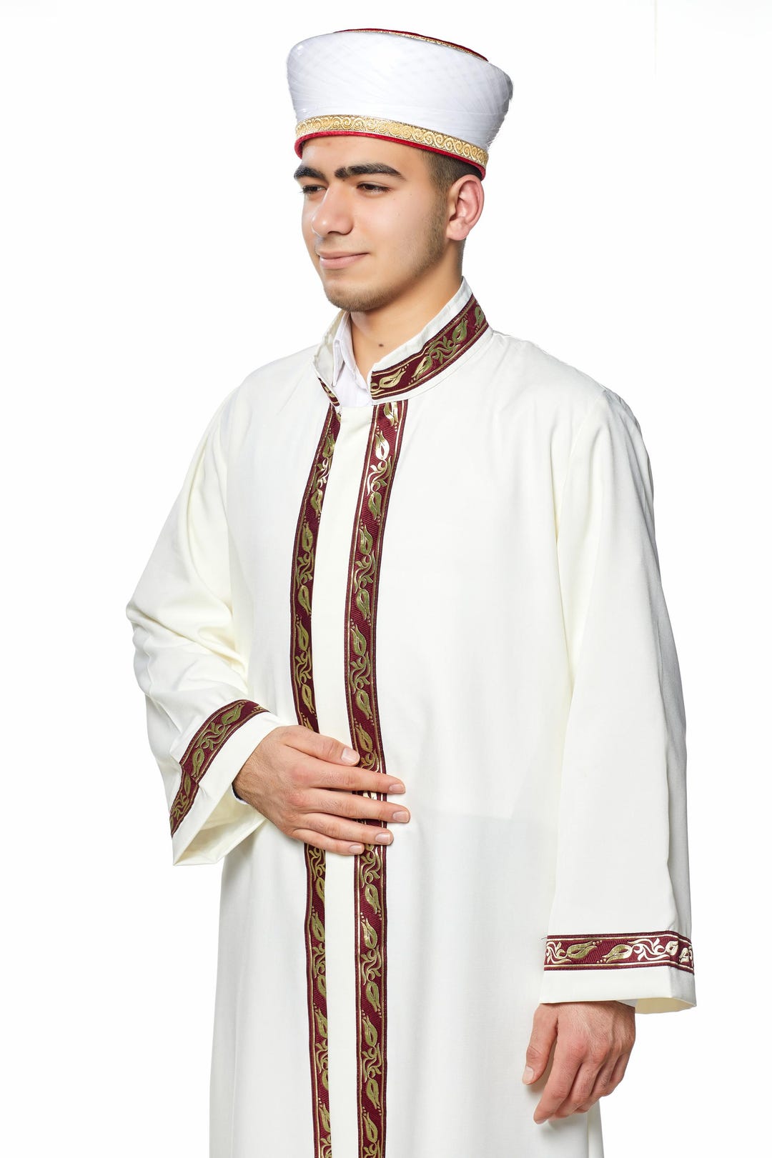 Cream/Red Qalqilya Thobe