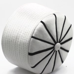 58 cm SALE Genuine Felt Islamic Hat, Baklawa Design White Muslim Kufi Cap, Men&#39;s Muslim Prayer Kufi Hat
