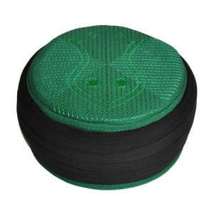 Handmade Black & Green Sarik, Takke, Islam Prayer Hat with The Nalayn Black Kofi, Kufi Cap, صلاة, Muslim Men&#39;s Hat Cap, Skul cap