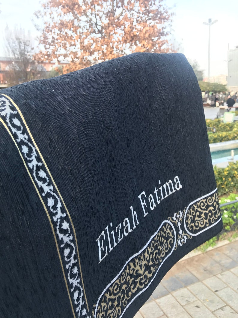 Personalized Prayer Mat Kaaba Kiswah Inspired Prayer Mat Etsy