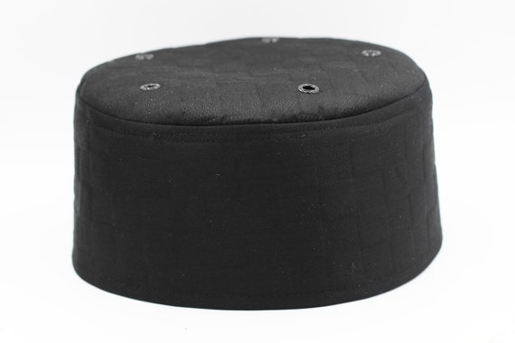 Sheepskin Leather Prayer Hat Takke Namaz Islamic Muslim Turkish Skull Cap Black