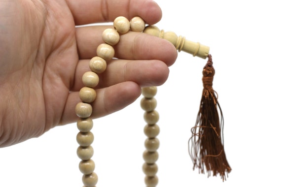 Hornbeam Wood Tasbih 99 Prayer Beads Large Size Tasbeeh Misbaha