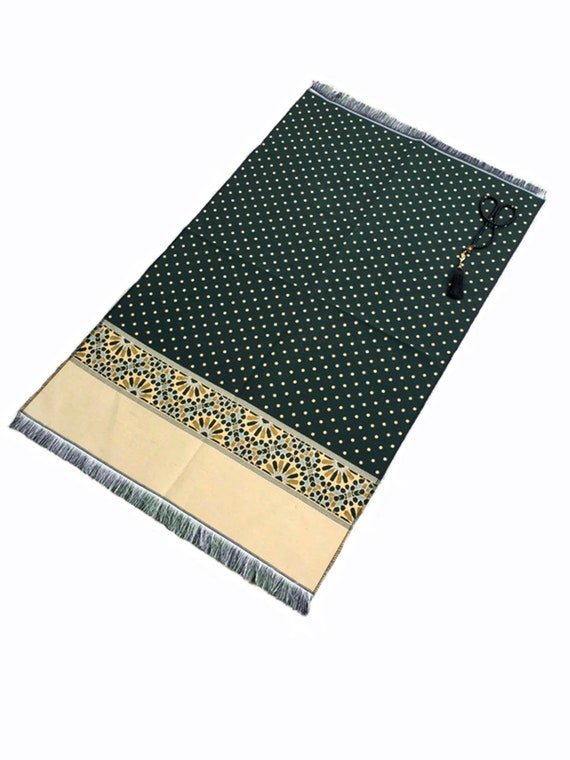 SALE Green Polka Dot Prayer Mat, Musallah, Sajjada, Janamaz Islamic Prayer Rug, Portable Sejadah, Travel Prayer Rug, Salat Musallah
