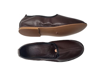Zapatos marrones para mujer con conexión a tierra, remaches de cobre, mocasines con conexión a tierra, zapatos planos cómodos de piel suave, caída cero, calzado de diseño anatómico.