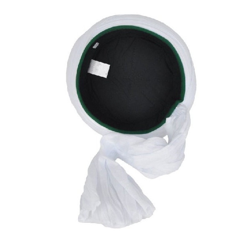 Saladin Blue and White 8m Cloth Imamah Sharif Islamic Wear Kufi Taqiyah with shimla Islamic Prayer Hat image 3